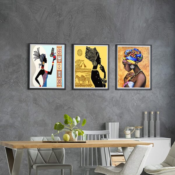 Set of 6 African Wall Art Paintings: Captivating Ethnic Ancient Theme Canvas Prints - Unframed - Image 4