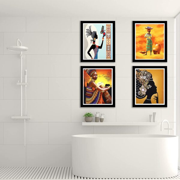 Set of 6 African Wall Art Paintings: Captivating Ethnic Ancient Theme Canvas Prints - Unframed - Image 6