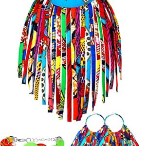 3-Piece Beautiful African Style Ankara Fabric Jewelry Set: Necklace, Earrings, and Bracelet