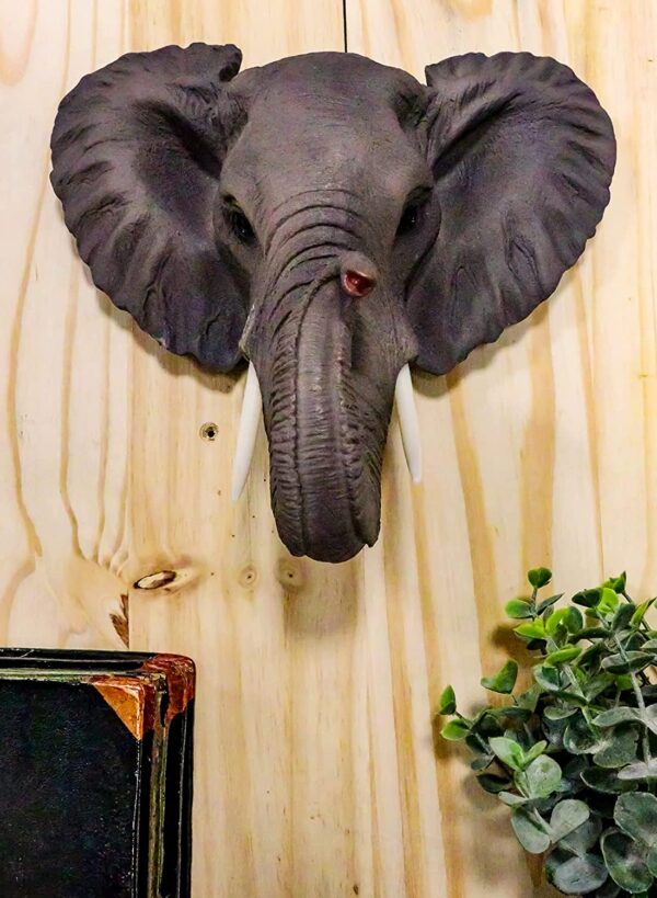 Majestic 9"African Bush Elephant Wall Bust Sculpture: A Symbol of Power and Beauty - Image 4