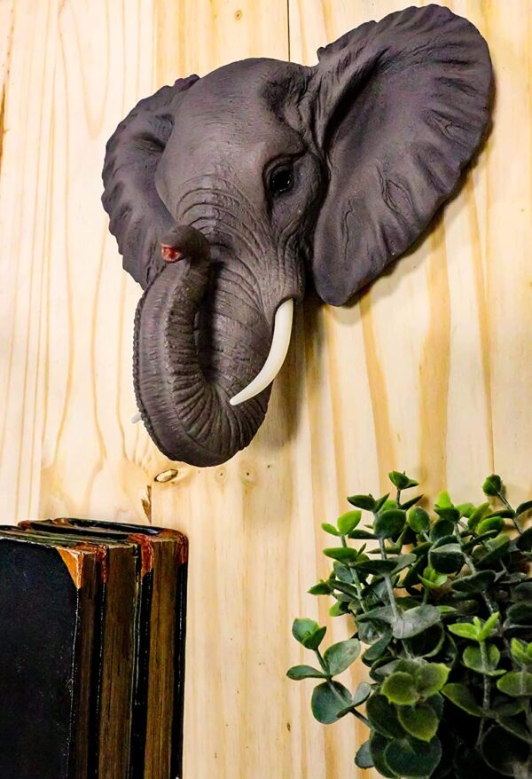 Majestic 9"African Bush Elephant Wall Bust Sculpture: A Symbol of Power and Beauty - Image 3