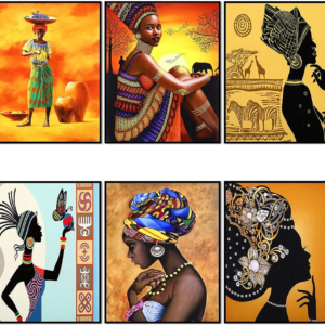 Set of 6 African Wall Art Paintings: Captivating Ethnic Ancient Theme Canvas Prints - Unframed