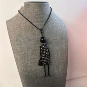 Handcrafted Black Girl With Diamond Dress Doll Necklace - Exquisite Craftsmanship, Sustainable Materials, and the Perfect Gift for Any Occasion!