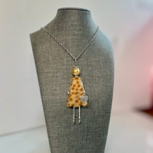 Handcrafted Leopard Print Dress Doll Necklace - Exquisite Craftsmanship, Sustainable Materials, and the Perfect Gift for Any Occasion!