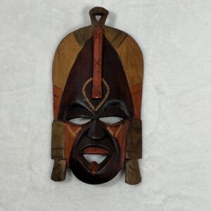 Discover African Splendor: Hand-Carved & Painted Wooden Tribal Mask Wall Decor, 8 inches of Artistic Excellence