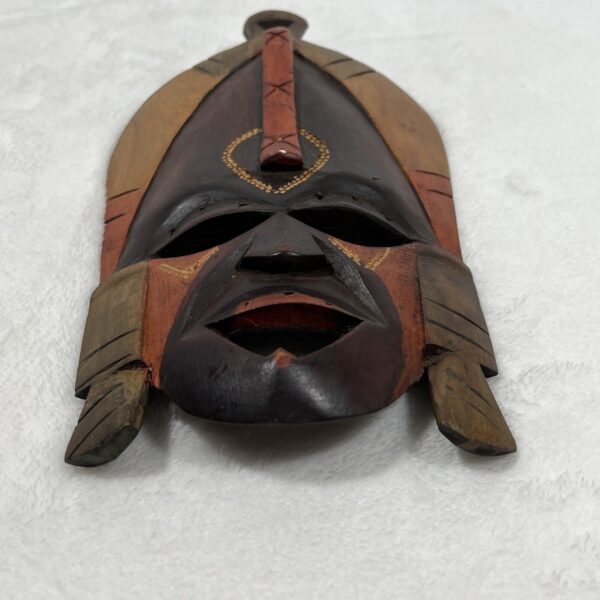 Discover African Splendor: Hand-Carved & Painted Wooden Tribal Mask Wall Decor, 8 inches of Artistic Excellence - Image 10