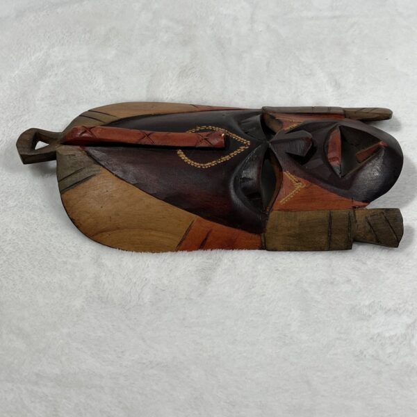 Discover African Splendor: Hand-Carved & Painted Wooden Tribal Mask Wall Decor, 8 inches of Artistic Excellence - Image 9