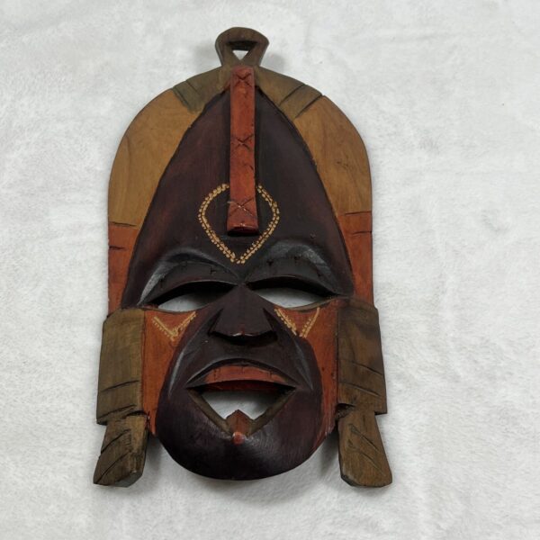Discover African Splendor: Hand-Carved & Painted Wooden Tribal Mask Wall Decor, 8 inches of Artistic Excellence - Image 7