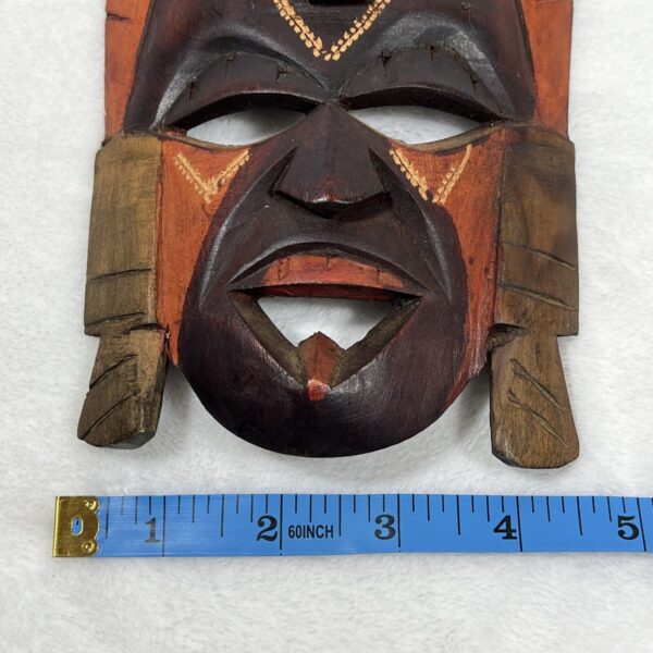 Discover African Splendor: Hand-Carved & Painted Wooden Tribal Mask Wall Decor, 8 inches of Artistic Excellence - Image 6