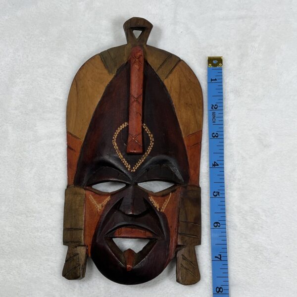 Discover African Splendor: Hand-Carved & Painted Wooden Tribal Mask Wall Decor, 8 inches of Artistic Excellence - Image 5